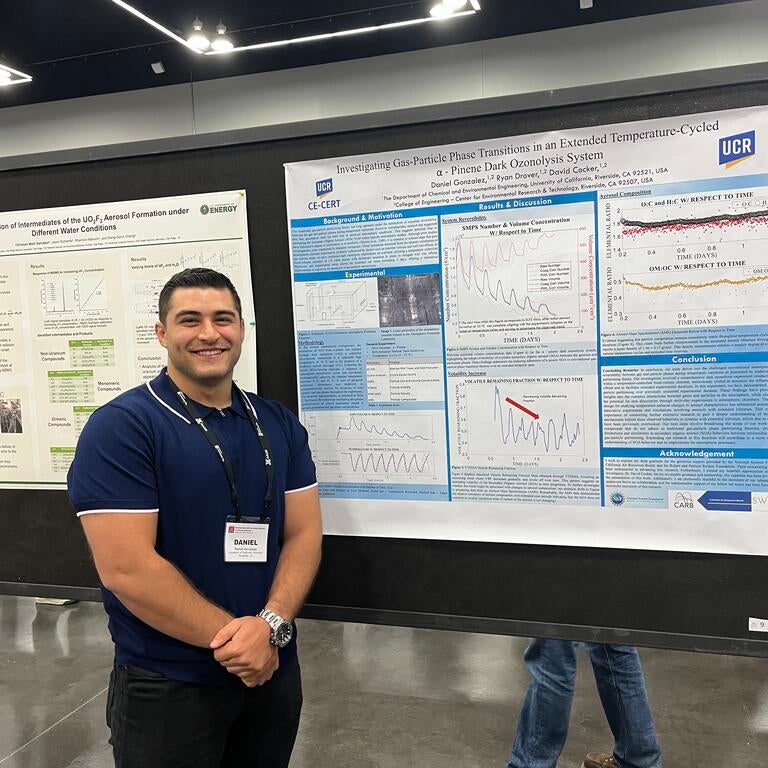 Daniel Gonzales presenting his research at the poster symposium at AAAR