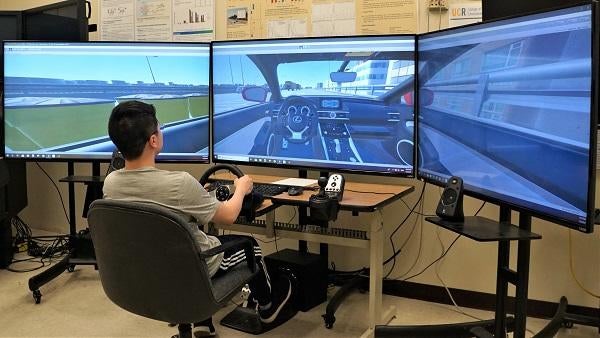 student on simulator