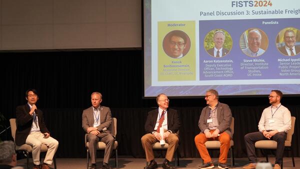 5 panelists on stage for the sustainable freight panel at FISTS 2024