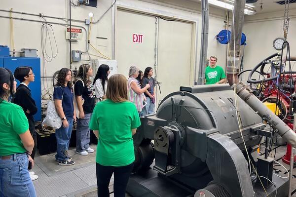 Students learn about the Heavy-Duty Engine Dynamometer.