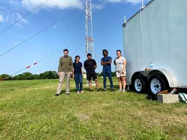 Researchers standing in field ready to measure particle fluxes and quantify hygroscopicity parameter during TRACERIOP.